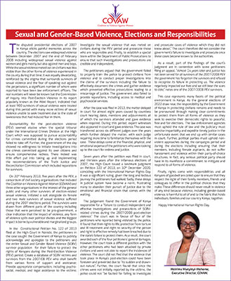 Sexual and Gender-Based Violence, Elections and Responsibilities